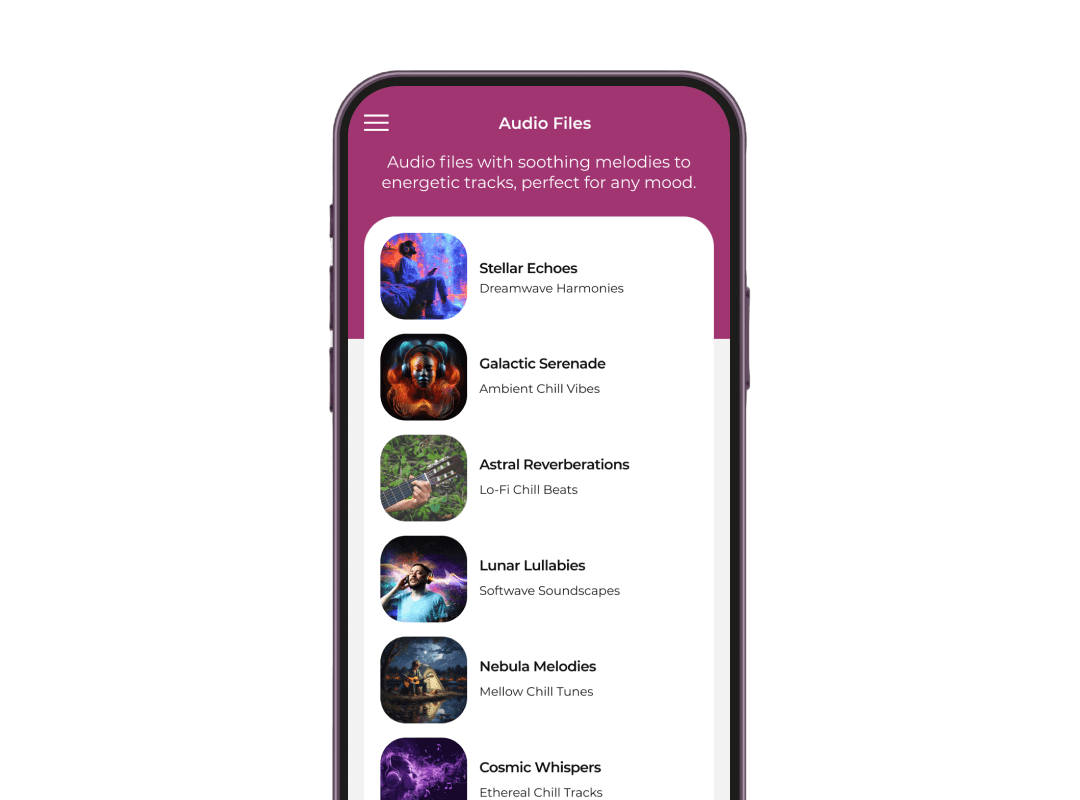 Al usuario se le muestra una lista de archivos de audio al escanear un código QR