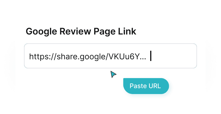 User pasting Google Business review link URL into Scanova to create a Google Review QR Code
