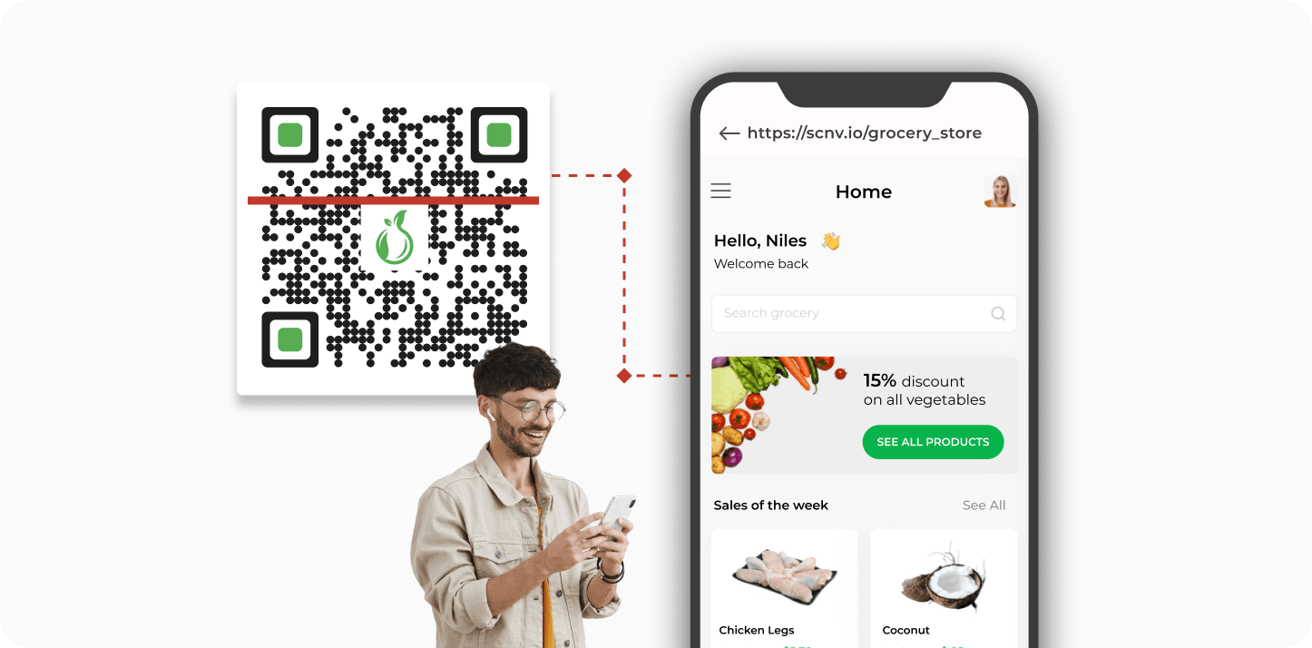 Kunde scannt einen individuellen QR-Code