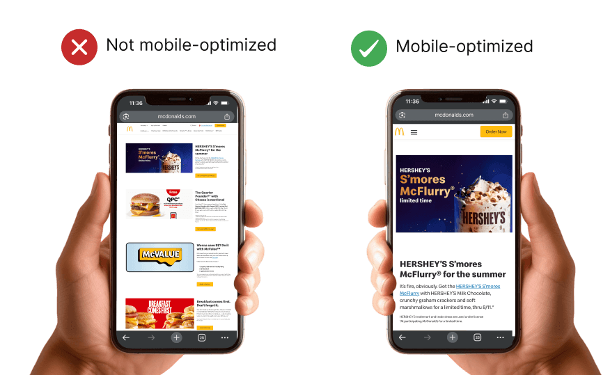 A mobile-optimized Restaurant QR landing page in action