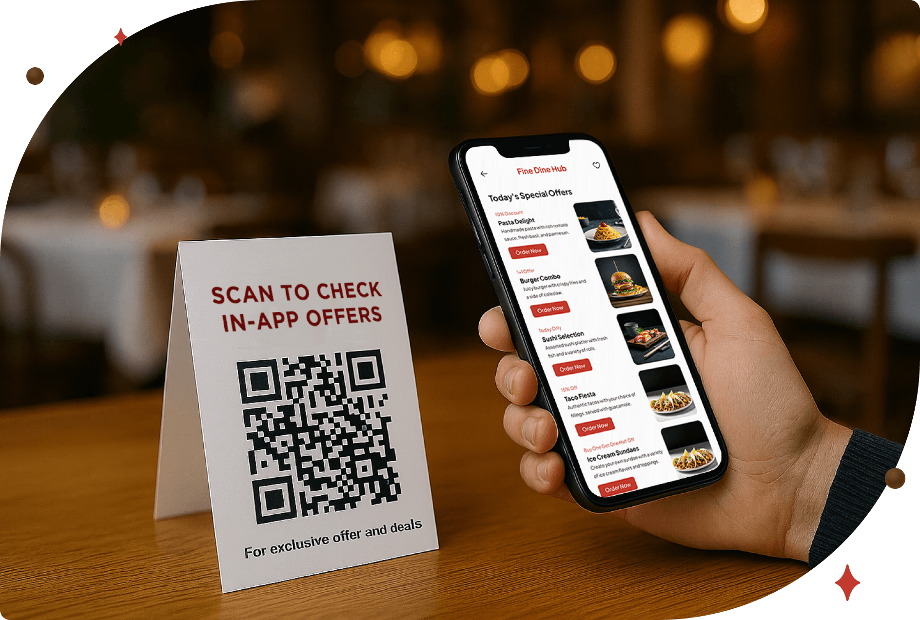 Client scannant un code QR Deep Link afin d'accéder à des offres spéciales