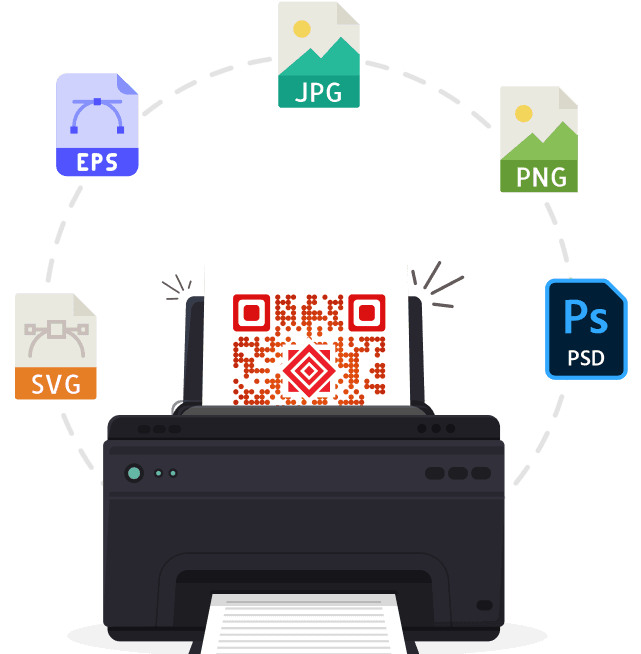Exportieren Sie Ihre statischen oder dynamischen QR-Codes als hochauflösende Bilder in einem Format Ihrer Wahl.