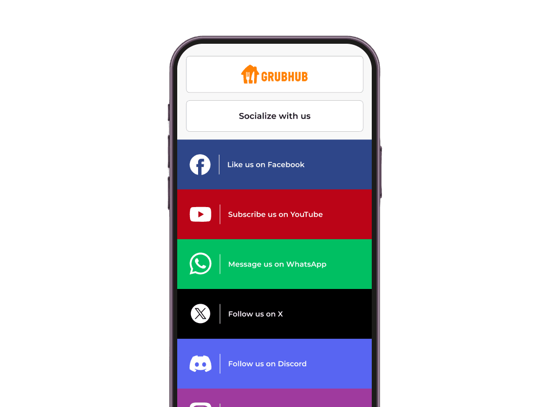 User being directed to a landing page with all social media profile links, after scanning