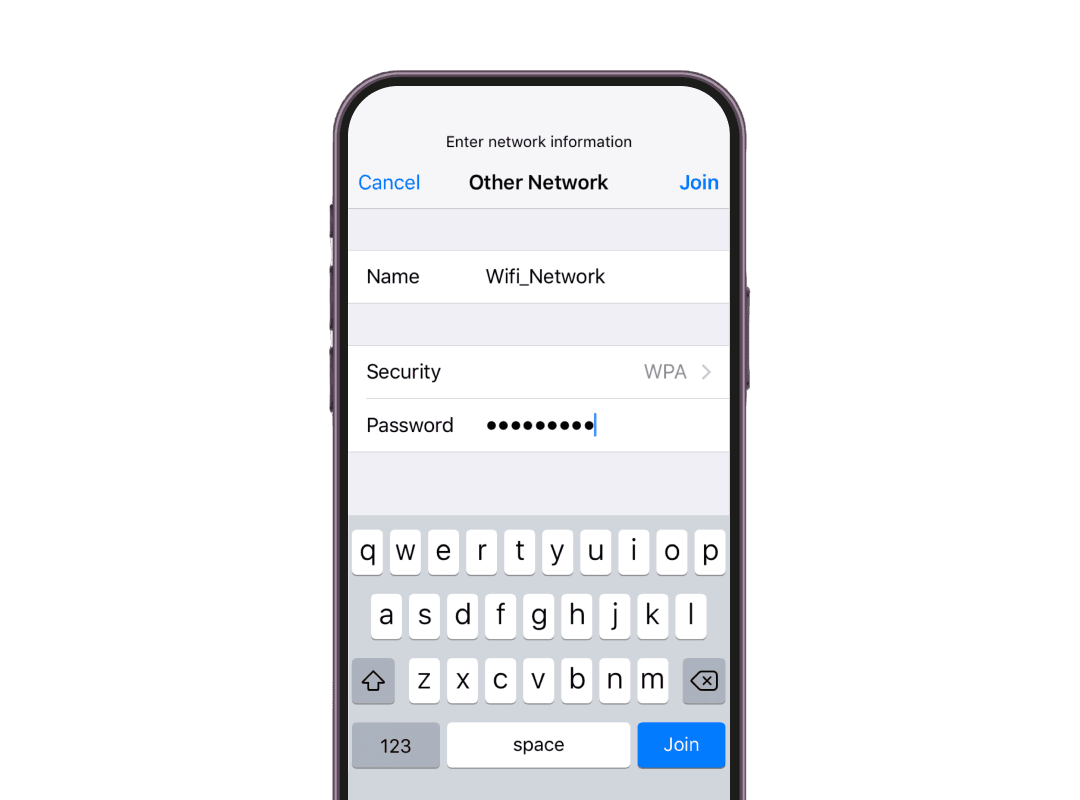 User being connected to specified Wi-Fi network after scanning the QR Code