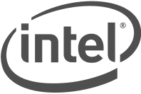 Das Logo von Intel, einem führenden Technologieunternehmen, das den QR-Code-Generator von Scanova nutzt, um den ROI zu steigern.