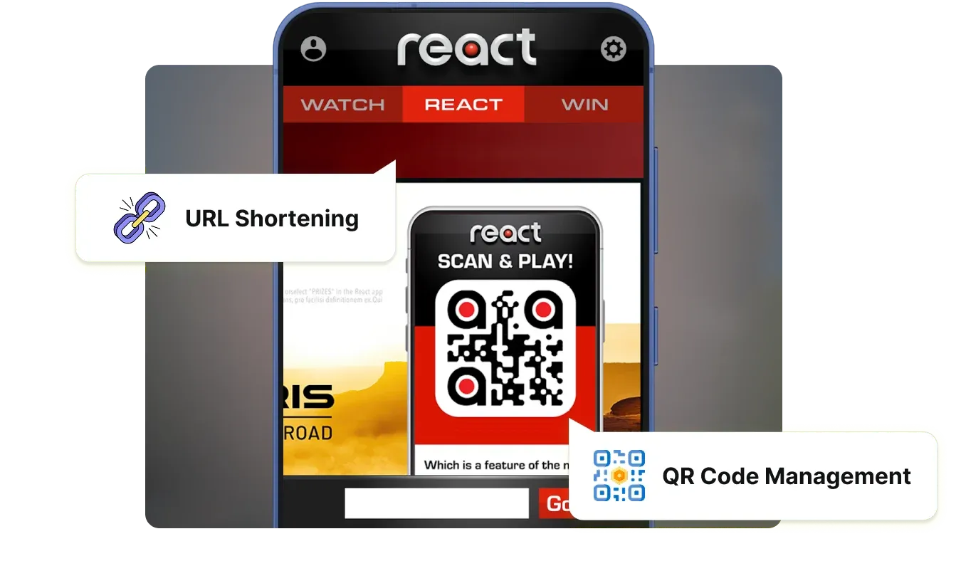 React app displaying their branded QR Codes made with Scanova for Scan and Play ad campaigns